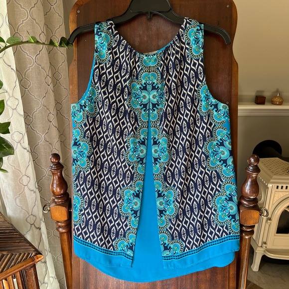 Rose & Olive Medium double layer black & blue top sleeveless light loose fit - Picture 6 of 8